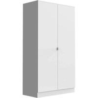 Havendro Large Wooden 2 Door Wardrobe with Hanging Rails Bedroom Storage in White