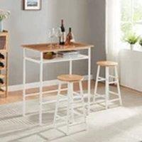 EONLION 3 Piece Pub Dining Set, Bar Table & Stools Set in Light Oak