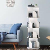 EONLION Rotating Display Bookcase with 4 Storage Layers in White