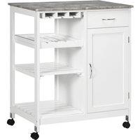 Havendro Compact Kitchen Trolley Utility Cart W/ Wheel Wine Rack in White