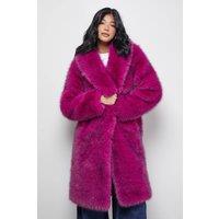 Warehouse Women's Two Tone Luxe Faux Fur Coat in Purple | Size: 12