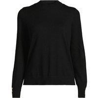 Lands' End Women's Button Cuff Polo Neck Jumper in Black | Size: 14-16