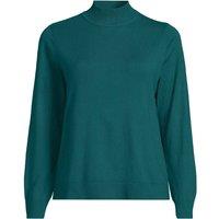 Lands' End Women's Petite Button Cuff Polo Neck Jumper in Emerald | Size: 16-18