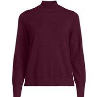 Lands' End Women's Petite Button Cuff Polo Neck Jumper in Burgundy | Size: 16-18
