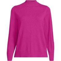 Lands' End Women's Petite Button Cuff Polo Neck Jumper in Magenta | Size: 14-16