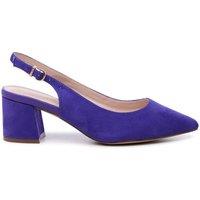 Paradox London Women's Wide Fit 'Flynn' Mid Block Heel Sling Back Court Shoes in Purple | Size: 4E