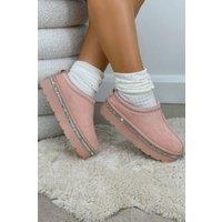 Love Lemonade Women's Crystal Platform Tazgirl Faux Fur Lined Slippers Limited Edition in Pink | Size: 6