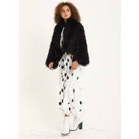 House of Holland Women's Black Shaggy Faux Fur Jacket