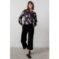 Lily & Me Women's Isla Stretch Jumbo Cord Cropped Trousers in Black | Size: 16