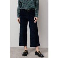Lily & Me Women's Isla Stretch Jumbo Cord Cropped Trousers in Navy | Size: 14