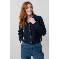 Lily & Me Women's June Boxy Fit Cotton Rich Ribbed Knit Cardigan in Navy | Size: 18