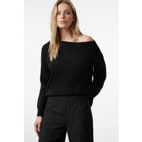 WOVCOR Women's Boat Neck Basic Knit Sweater in Black | Size: Large