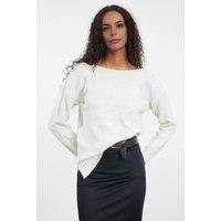 WOVCOR Women's Boat Neck Basic Knit Sweater in Off-White | Size: Medium