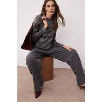 WOVCOR Women's Striped Crew Knit Sweater in Grey | Size: Small