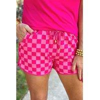 Everyday The Label Women's Rose Checkered Drawstring Elastic Waist Casual Shorts | Size: Medium