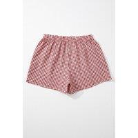 Everyday The Label Women's Red Plaid Gingham Printed High Waist Shorts - Red Stripe | Size: Large
