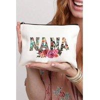 Everyday The Label Women's White Leopard Flower NANA Zipper Cosmetic Bag