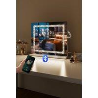 Fascinate Women's Hollywood Vanity Mirror Crushed Diamond Large 58x48cm Bluetooth Cosmetic Makeup in White | Size: 58x48 cm