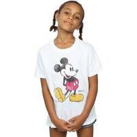 Disney Girl's Classic Kick Mickey Mouse T-Shirt in White | Size: 12-13 Years