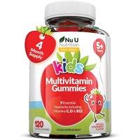 Nu U Nutrition Multivitamin Gummies for Kids 5 Plus - 120 Vegan Strawberry Gummies in White