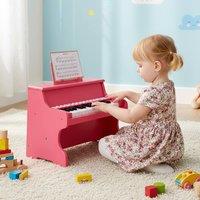 Costway Wooden Kids Piano Keyboard 25 Keys Digital Piano w/ Music Stand in Pink