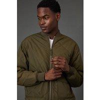 Burton Men's Khaki Diamond Quilted Bomber Jacket | Size: Medium