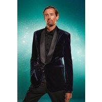 Burton Men's Navy Wide Lapel Velvet Tailored Fit Tuxedo Jacket | Size: 40R