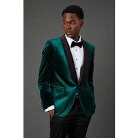 Burton Men's Dark Green Wide Lapel Velvet Tailored Fit Tuxedo Jacket | Size: 38R