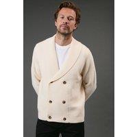 Maine Men's Shawl Neck Knitted Cardigan in Off-White | Size: 2XL
