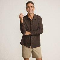 Lands' End Men's Long Sleeve Double Cloth Shirt in Dark Brown | Size: Large