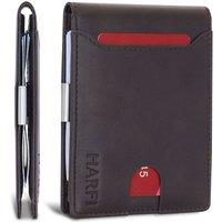 Harfi Men's RFID Minimalist Leather Slim Wallet with Money Clip - Stylish Card Holder for Men in Brown