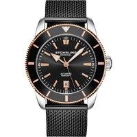 STHRLING Original Men's Marinier 42mm Automatic Watch with Sunray Dial & Mesh Bracelet in Black