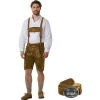 tectake Men's Short Lederhosen Jacob With Belt & Braces in Tan | Size: 56