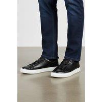 Silver Street London Men's Holden Casual Lace Up Leather Trainers in Black | Size: 9
