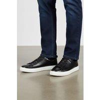 Silver Street London Men's Holden Casual Lace Up Leather Trainers in Black | Size: 11