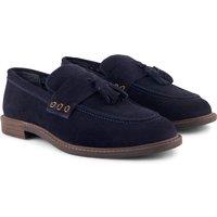 Silver Street London Men's Charleston Premium Suede Leather Casual Tassel Loafers in Navy | Size: 7