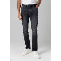 Firetrap Men's Slim Fit Jeans with Branded Cotton Belt & Contrast Stitching in Black | Size: W34 L32