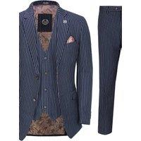 XPOSED Men's 3-Piece Pinstripe Suit - Tailored Fit in Navy | Size: 44R