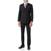 XPOSED Men's 3-Piece Pinstripe Suit - Double-Breasted Retro Tailored Fit in Black | Size: 54R