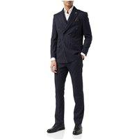 XPOSED Men's Alfred 3-Piece Double-Breasted Pinstripe Suit Regular Tailored Fit in Navy | Size: 38R