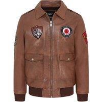 Infinity Leather Men's Leather Bomber G-1 Aviator Collar Jacket - Maverick in Tan | Size: Large