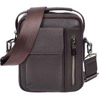 House of Leather Men's Mens Real Leather Cross Body Bag Small Organiser Utility Pouch Hudson Black in Dark Brown