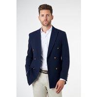 XPOSED Men's Finley Prince of Wales Check Double Breasted Suit Jacket in Navy | Size: 44