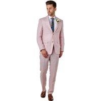 XPOSED Men's LEWIS 100% Linen Tailored Fit Summer Suit in Pink | Size: 42R