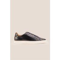 Oswin Hyde Men's Harper Plain Leather Sneaker Trainer in Black | Size: 8