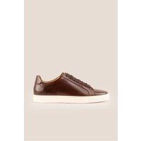 Oswin Hyde Men's Harper Plain Leather Sneaker Trainer in Dark Brown | Size: 10