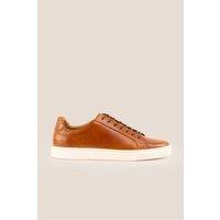 Oswin Hyde Men's Harper Plain Leather Sneaker Trainer in Tan | Size: 7