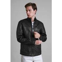 Enorsia Men's Black Premium Classic Leather Jacket in Jet Black | Size: Medium