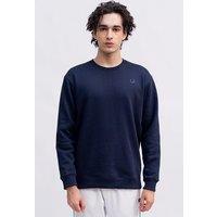 Urban Studio Men's Crew Neck Plain Fleece Sweatshirt in Navy | Size: Medium