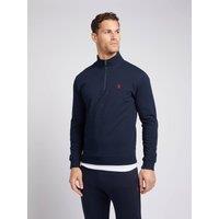 U.S. POLO ASSN. Men's Double Horsemen Zip Loop Back Sweatshirt in Dark Navy | Size: Small